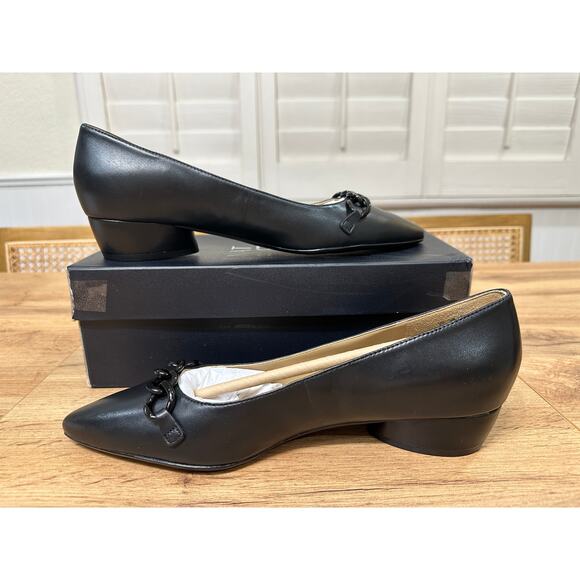 Naturalizer Women's Dressy Becca Flat Black Leather 9 NIB Office Metallic Detail - Picture 10 of 15